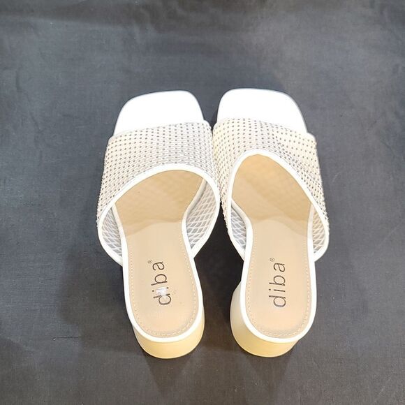 BRAND NEW DIBA MESH EMBELLISHED MULES WITH BLOCK HEEL SANDAL G1 - Picture 5 of 14